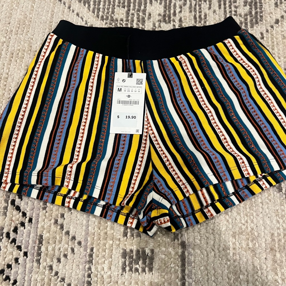Zara Multicolor Striped High Waist Shorts